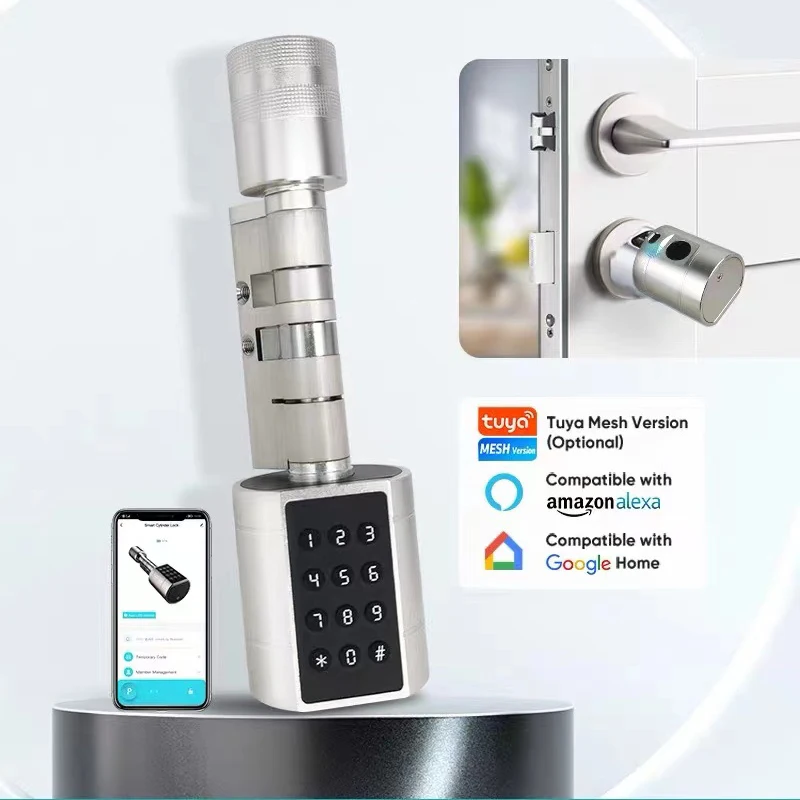 Fingerprint Cylinder Smart Door Lock – Digital Keypad and Card Access Lock for Apartment or Office Doors - Image 2