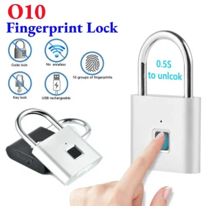 Waterproof Fingerprint Padlock – USB Rechargeable Smart Biometric Keyless Lock for Home or Gym Security