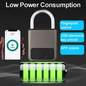 Smart Waterproof Fingerprint Padlock – USB Rechargeable Anti-Theft Lock for Lockers, Gym Bags, or Cabinets