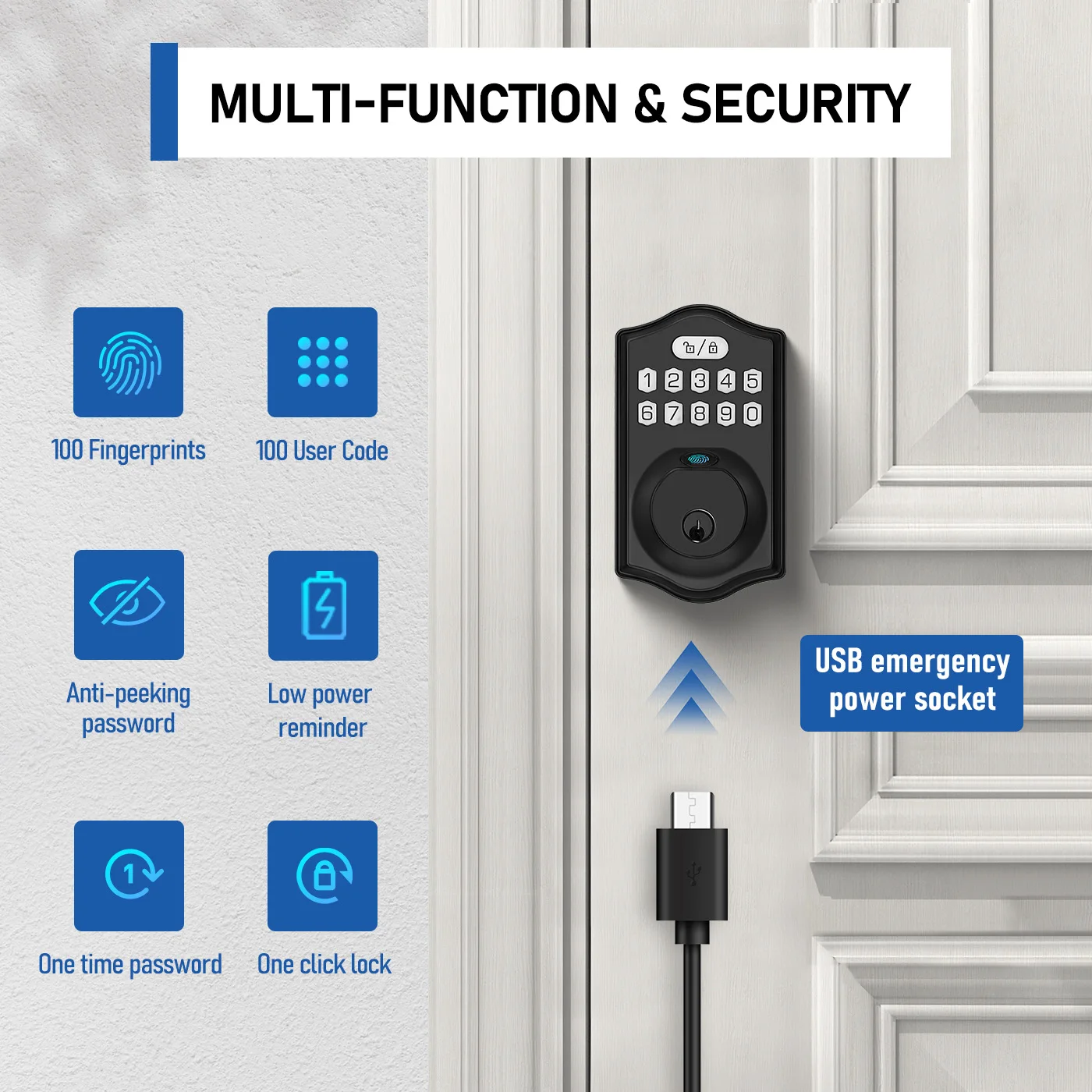 Smart Keyless Deadbolt Lock – Electronic Fingerprint Door Lock with Keypad for Home Entry and Security - Image 5