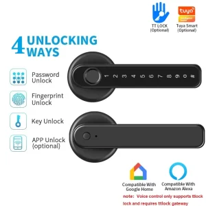 Smart Life App Controlled Fingerprint Door Lock – Biometric Keypad Keyless Entry Lock for Home and Office Doors