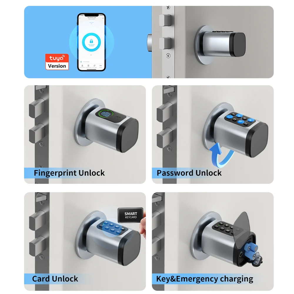 Smart Cylinder Door Lock – Biometric Fingerprint Keypad Lock with Easy Installation and Battery Power - Image 5