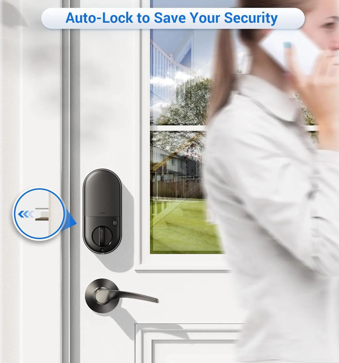 Biometric Keyless Door Lock Set – Smart Fingerprint Entry with Dual Lever Handles and Touchscreen Access - Image 3