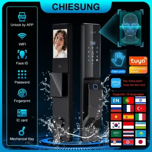 Outdoor Smart Door Lock with Camera – Waterproof WiFi Face Recognition Keyless Entry Electronic Lock