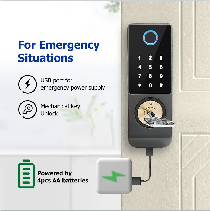Dual-Sided Waterproof Smart Lock – Password and Fingerprint Remote Control Door Lock for Gate and Entry - Image 6