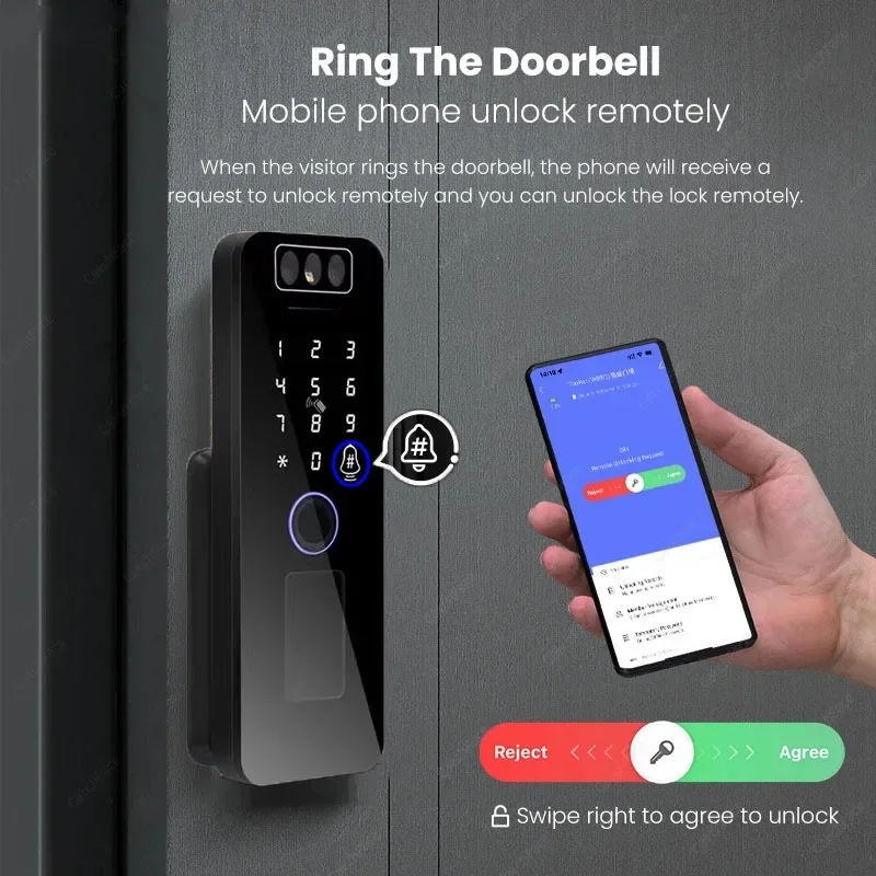 Outdoor Waterproof Face Recognition Smart Lock – Digital Keyless Entry Rim Lock with App Remote Control - Image 4