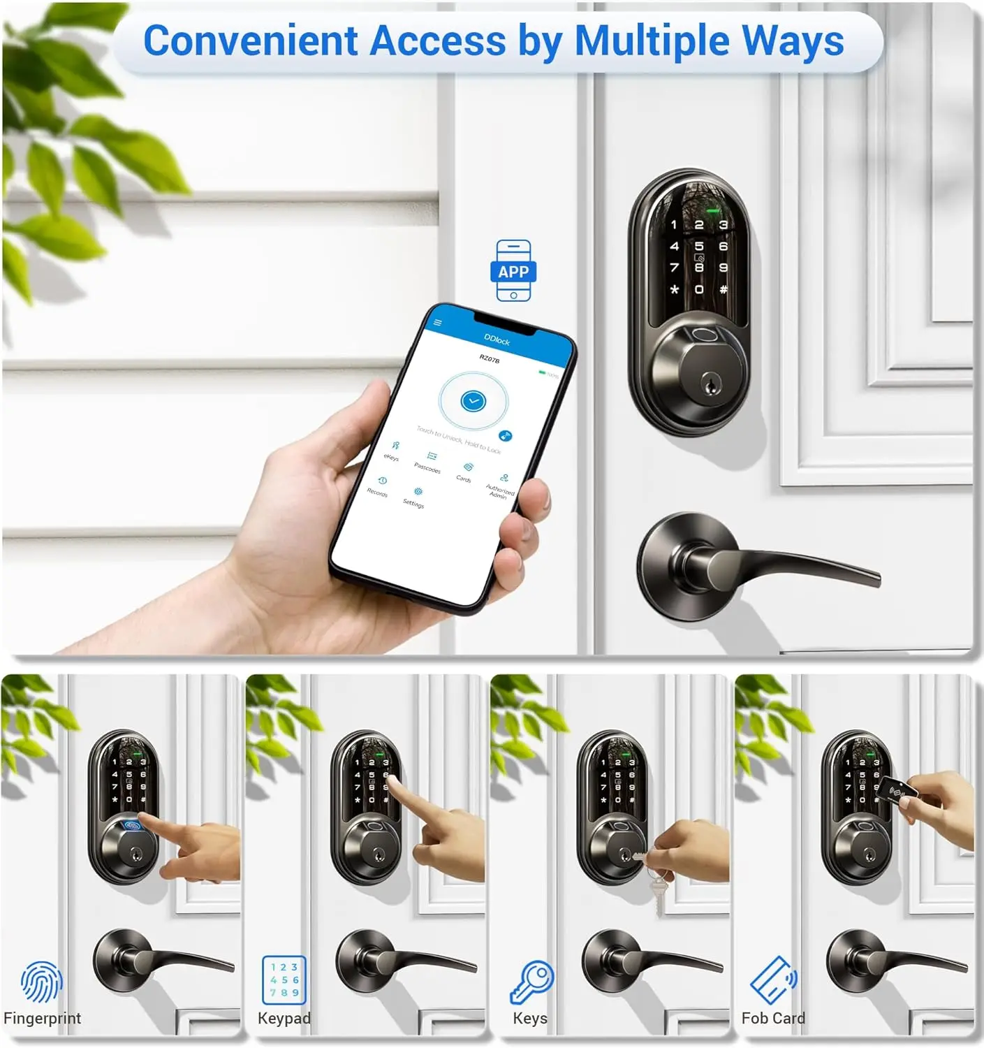 Biometric Keyless Door Lock Set – Smart Fingerprint Entry with Dual Lever Handles and Touchscreen Access - Image 4