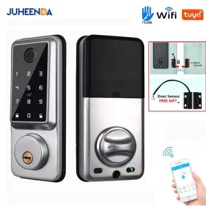 Waterproof Smart Deadbolt Lock – WiFi Bluetooth Biometric Fingerprint Keypad Entry Lock for Home and Apartment