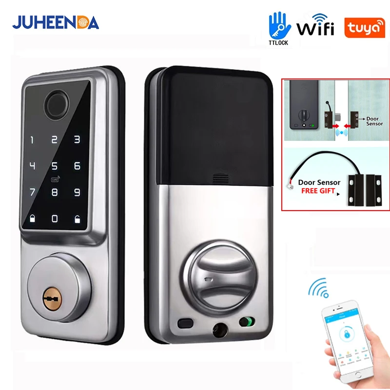 Waterproof Smart Deadbolt Lock – WiFi Bluetooth Biometric Fingerprint Keypad Entry Lock for Home and Apartment