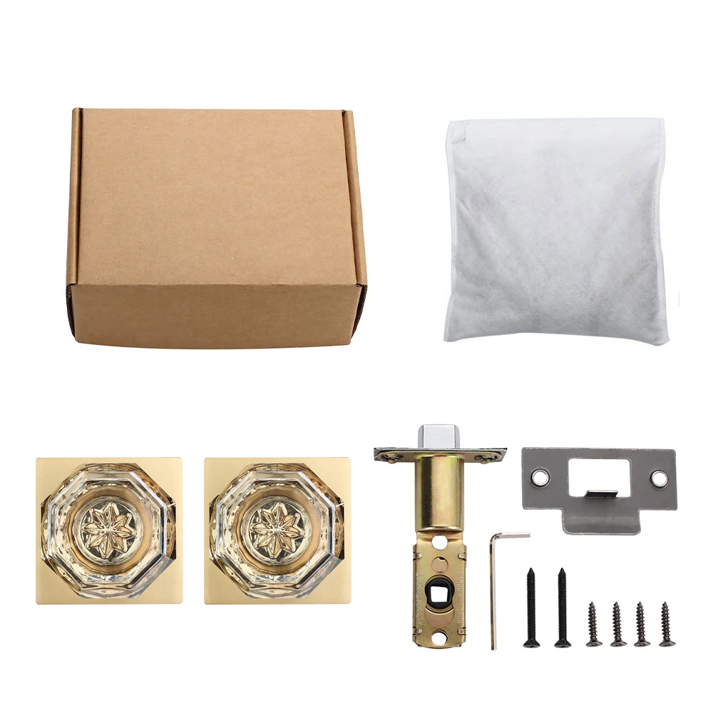 Crystal Handle Zinc Alloy Door Lever – Modern Bedroom and Bathroom Privacy Lock with Square Base Design - Image 5