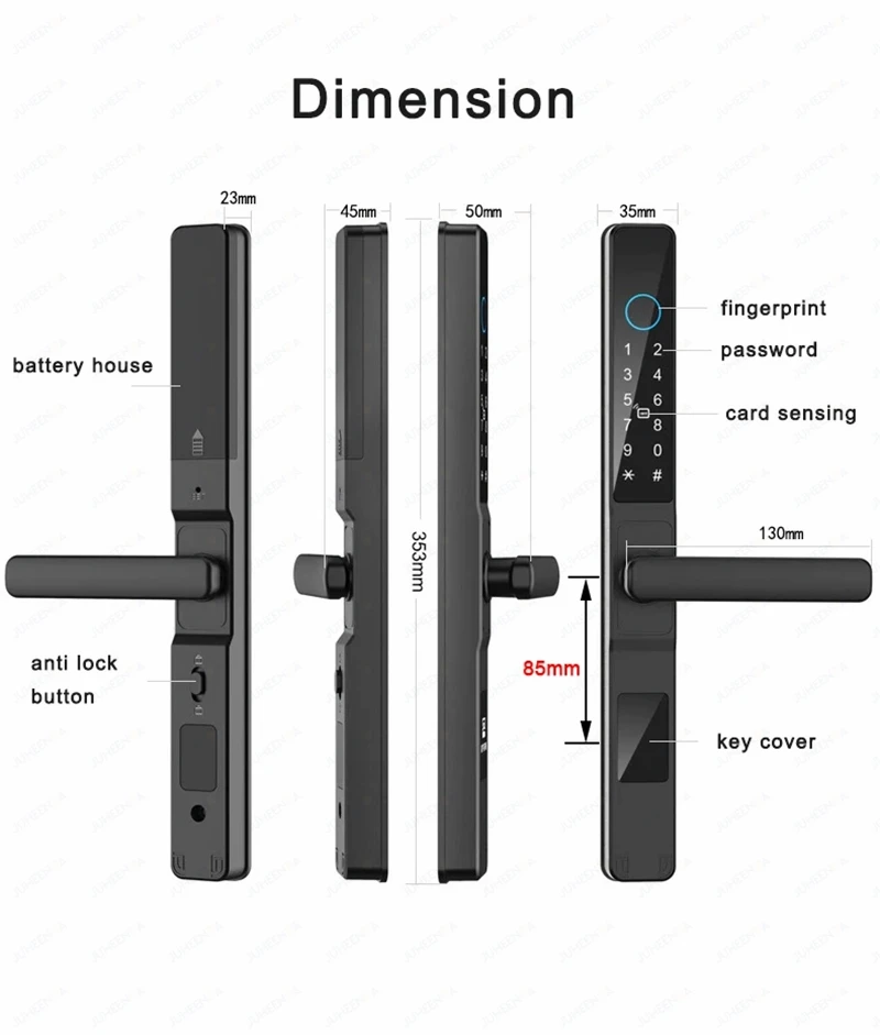 Smart Aluminum Door Lock – Waterproof Sliding Door Lock with Fingerprint and Password Entry System - Image 5
