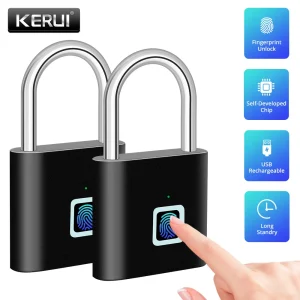 USB Rechargeable Fingerprint Padlock – Portable Keyless Waterproof Smart Lock for Door or Storage Security