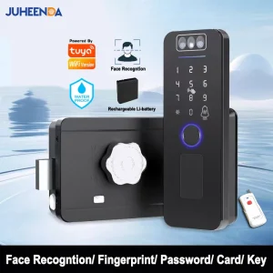 Outdoor Waterproof Face Recognition Smart Lock – Digital Keyless Entry Rim Lock with App Remote Control