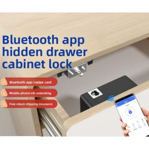 No-Drill Bluetooth Smart Invisible Cabinet Lock – Keyless Drawer Locker for Storage and Furniture Security