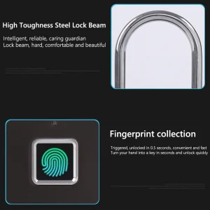 Waterproof Smart Fingerprint Padlock – Rechargeable Anti-Theft Security Lock for Travel and Luggage
